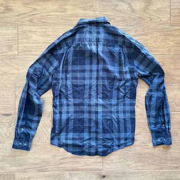 Theory Kyson Shirt Men's Size L Navy Blue Plaid Button Up Long Sleeve - Picture 2 of 8